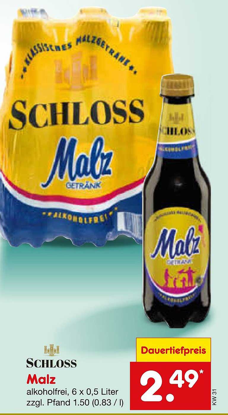 Schloss Malz alkoholfrei, 6 x 0,5 Liter zzgl. Pfand