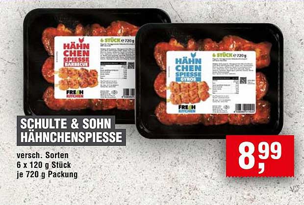 Schulte & Sohn Hähnchenspieße 720 g