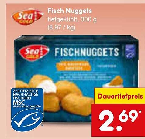 Seafood Fisch Nuggets tiefgekühlt, 300 g