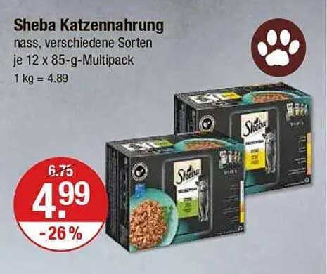 Sheba Katzennahrung nass, verschiedene Sorten je 12 x 85-g-Multipack