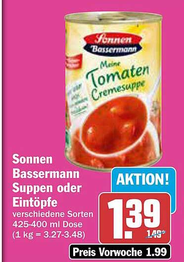 Sonnen Bassermann Suppen oder Eintöpfe 425-400 ml Dose
