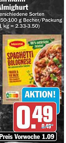 Spaghetti Bolognese Almighurt 450-1000 g Becher