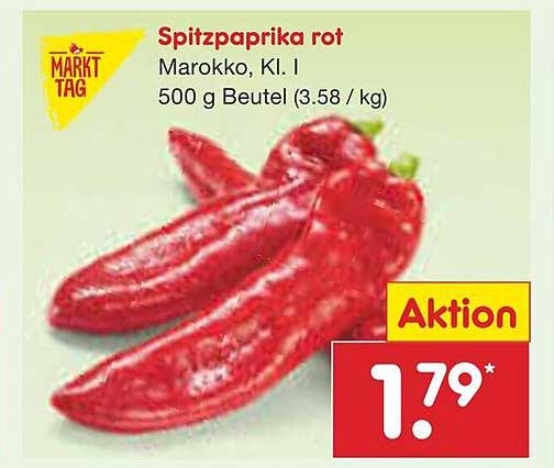 Spitzpaprika rot - Marokko, Kl. I, 500 g Beutel