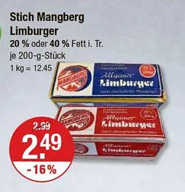 Stich Mangberg Limburger 200 g