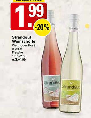 Strandgut Weinschorle Weiß oder Rosé 0,75L