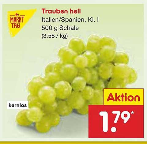 Trauben hell - Italien/Spanien, Kl. I, 500 g Schale