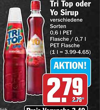 Tri Top oder Yo Sirup – Verschiedene Sorten im Angebot