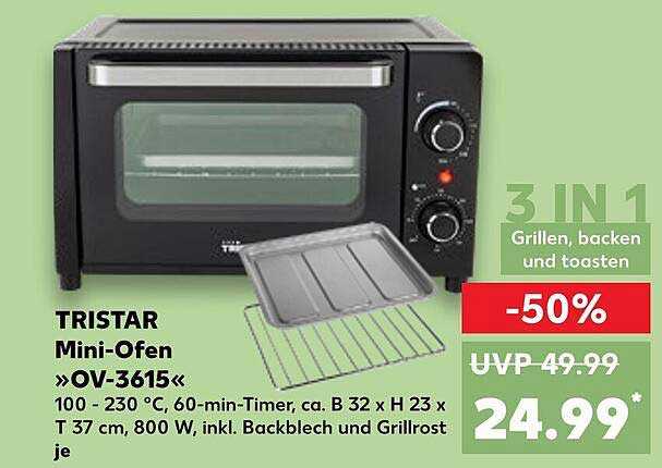 TRISTAR Mini-Ofen »OV-3615« - 3 in 1 Grillen, Backen und Toasten