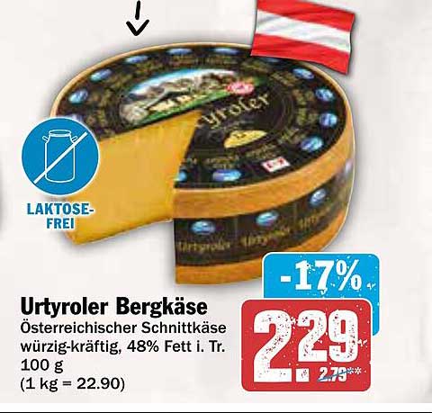 Urtyroler Bergkäse - Österreicher Schnittkäse