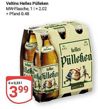 Veltins Helles Pülleken 6 x 0,33 l