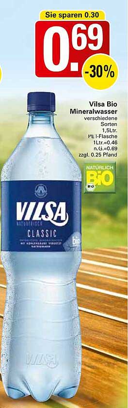 Vilsa Bio Mineralwasser verschiedene Sorten 1,5L