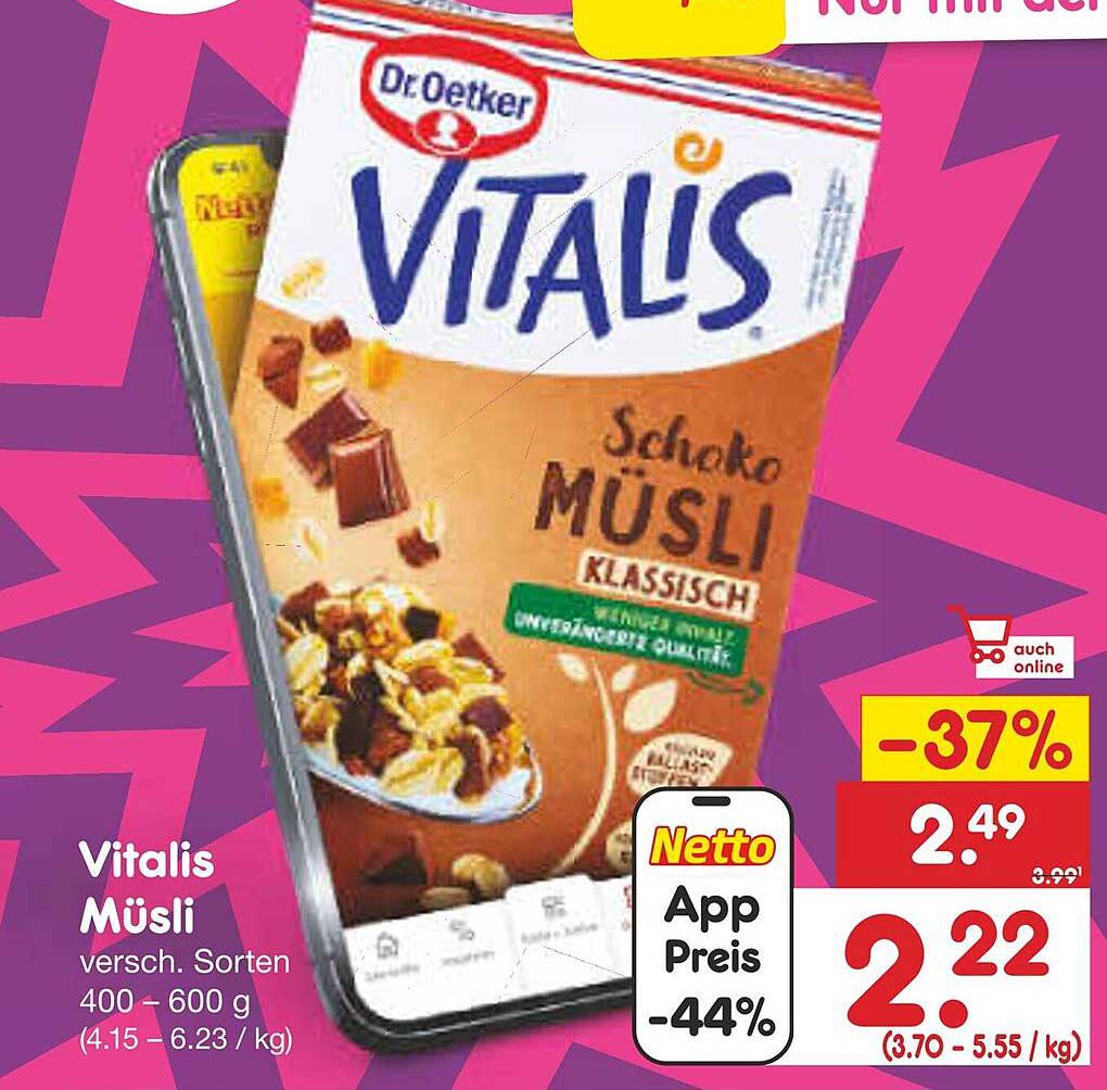 Vitalis Schoko Müsli klassisch - 400 g bis 600 g