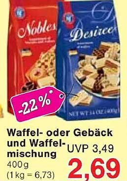 Waffel- oder Gebäck- und Waffelmischung 400g
