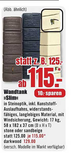 Wandtank »Slim« in Steinoptik