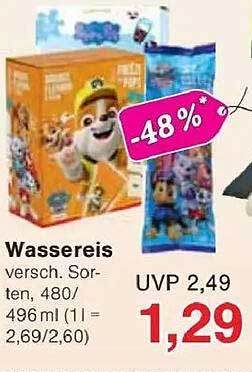 Wassereis verschiedene Sorten, 480/496 ml