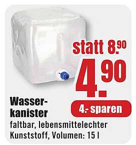 Wasserkanister 15 l - faltbar, lebensmittelechter Kunststoff