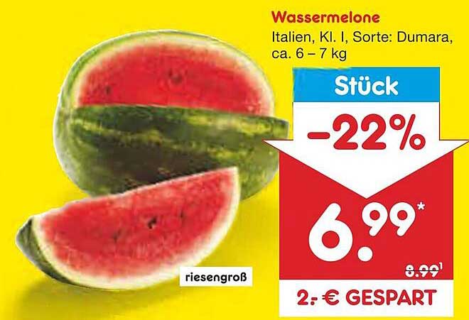 Wassermelone Italien, Kl. I, Sorte: Dumara, ca. 6 – 7 kg