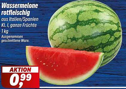 Wassermelone rotfleischig aus Italien/Spanien Kl. I, ganze Früchte 1 kg