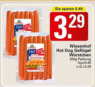 Wiesenhof Hot Dog Geflügel Würstchen 350g