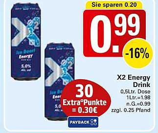 X2 Energy Drink - 0,5L Dose