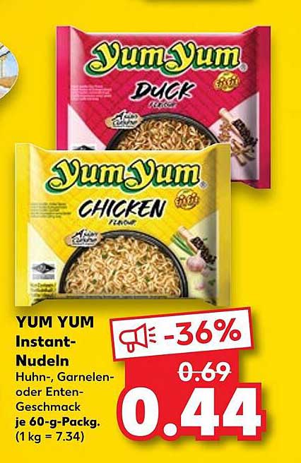 YUM YUM Instant-Nudeln - Huhn, Garnelen- oder Enten-Geschmack