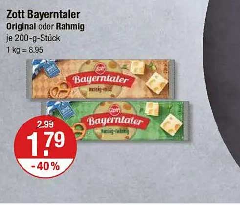 Zott BayernTaler Original oder Rahmig 200-g-Stück - 40% Rabatt!