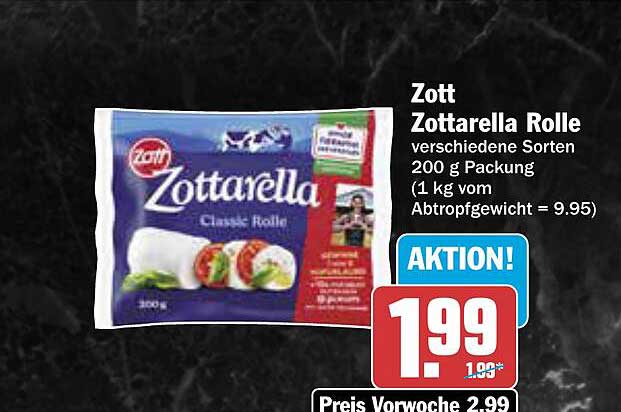 Zott Zottarella Rolle verschiedene Sorten 200 g Packung
