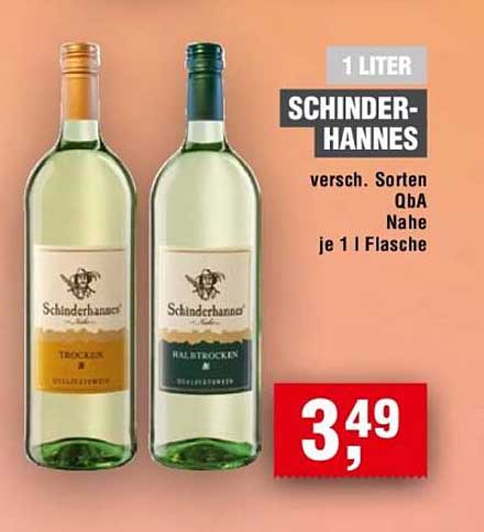 1 LITER SCHINDER-HANNES versch. Sorten QbA Nahe je 1 l Flasche