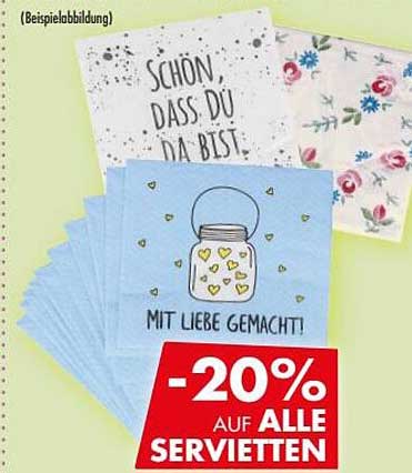-20% AUF ALLE SERVIETTEN