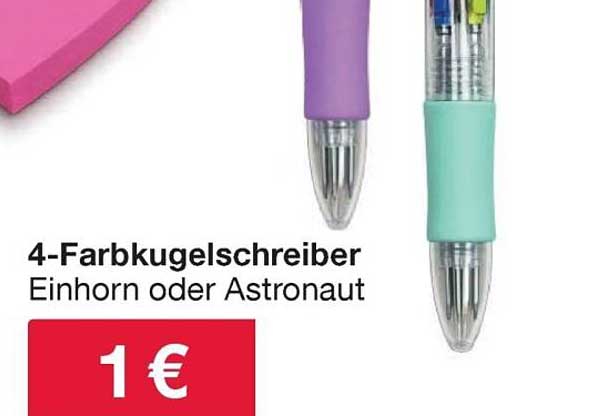 4-Farbkugelschreiber Einhorn oder Astronaut