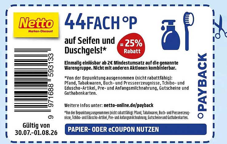 44FACH°P auf Seifen und Duschgels!* =25% Rabatt