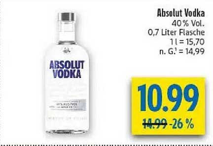 Absolut Vodka 40% Vol. 0,7 Liter Flasche