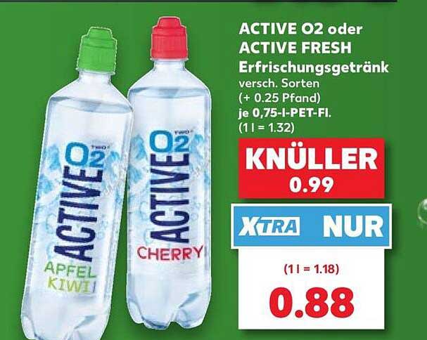 ACTIVE O2 oder ACTIVE FRESH Erfrischungsgetränk versch. Sorten (+ 0.25 Pfand) je 0,75-l-PET-Fl. (1 l = 1.32)