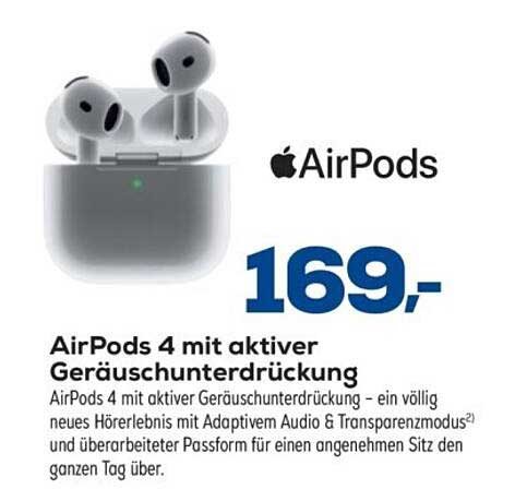 AirPods 4 mit aktiver Geräuschunterdrückung