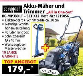 Akku-Mäher und Trimmer „All in One-Set“ BC-MP380 LT – SET XI2