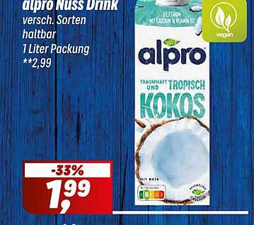 alpro Nuss Drink versch. Sorten haltbar 1 Liter Packung
