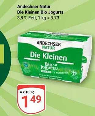 Andechser Natur Die Kleinen Bio Jogurts 3,8 % Fett, 1 kg = 3.73