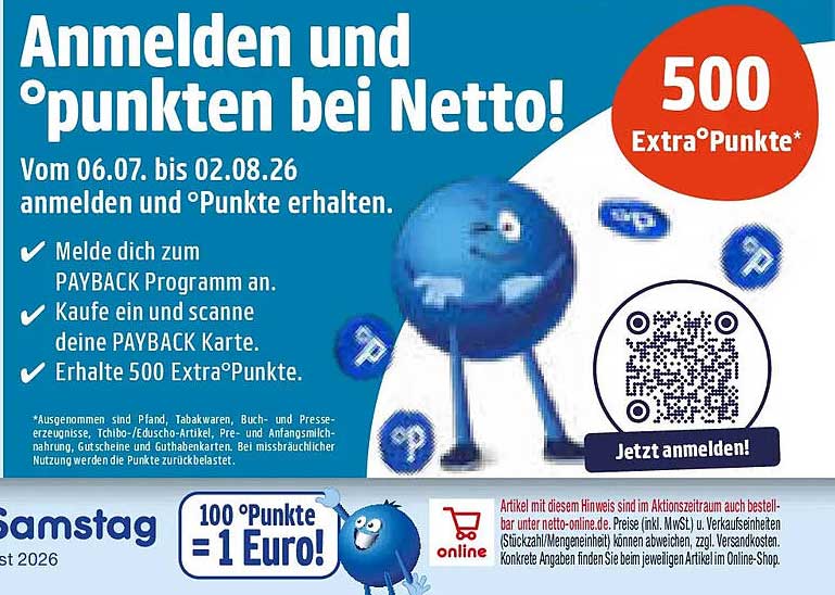 Anmelden und °punkten bei Netto!