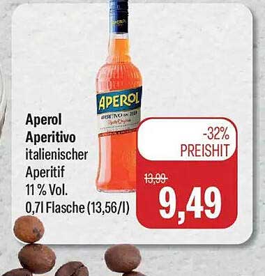 Aperol Aperitivo italienischer Aperitif 11% Vol. 0,7l Flasche (13,56/l)
