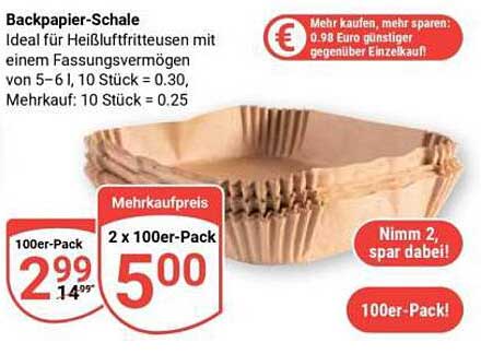Backpapier-Schale