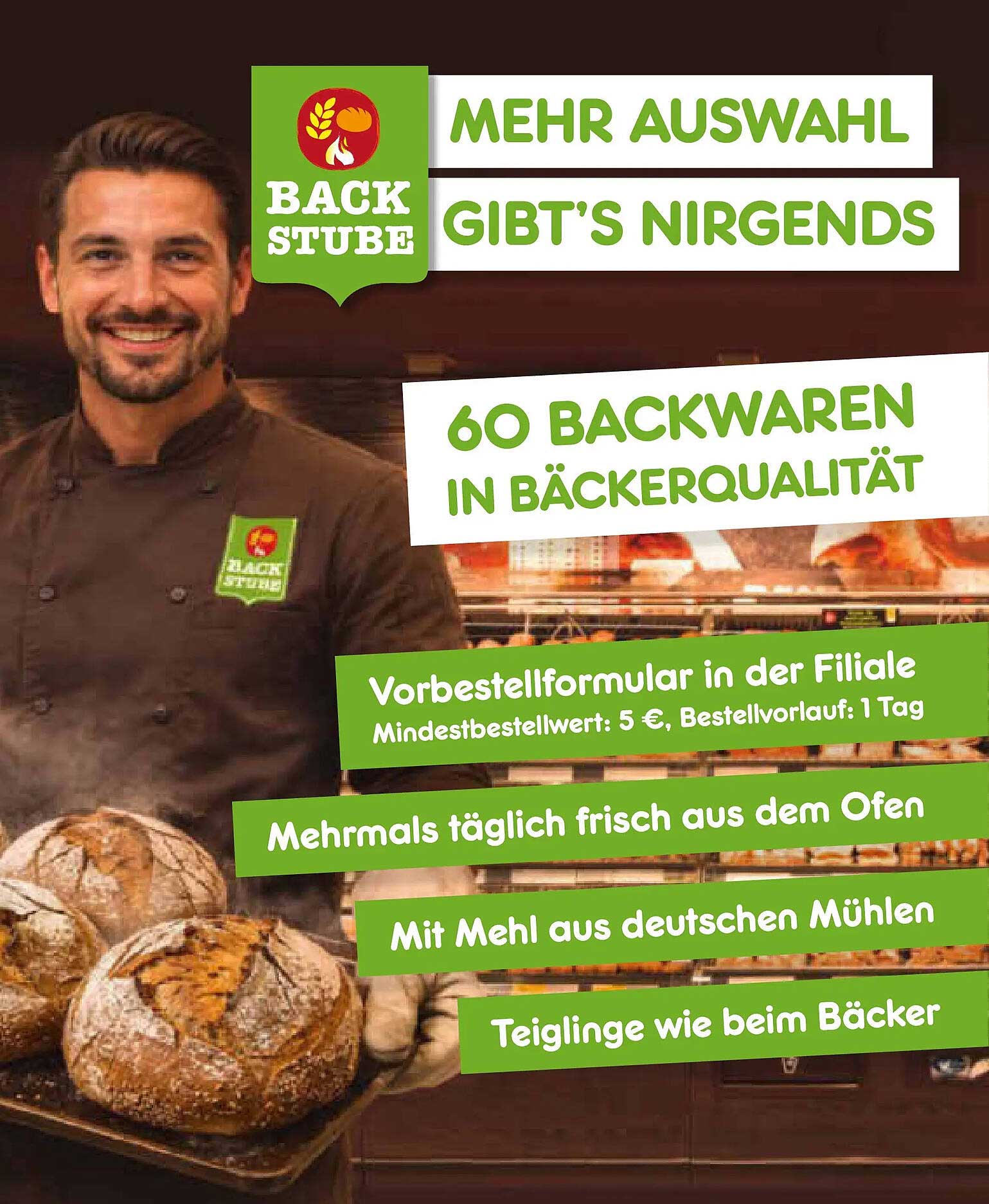 BACKSTUBE MEHR AUSWAHL GIBT’S NIRGENDS