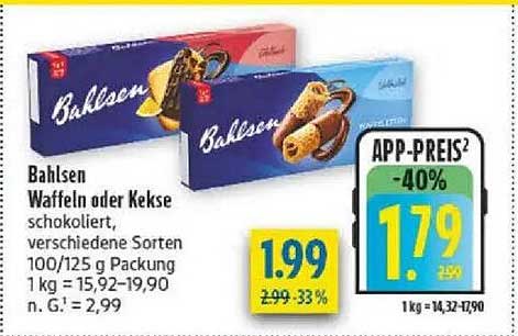 Bahlsen Waffeln oder Kekse schokoliert, verschiedene Sorten 100/125 g Packung