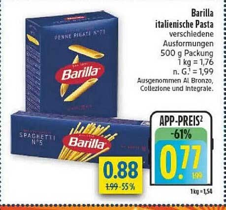 Barilla italienische Pasta verschiedene Ausformungen 500 g Packung