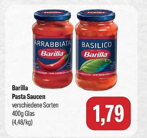 Barilla Pasta Saucen verschiedene Sorten 400g Glas (4,48/kg)