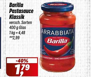 Barilla Pastasauce Klassik, versch. Sorten, 400 g Glas