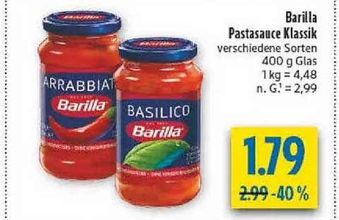 Barilla Pastasauce Klassik verschiedene Sorten 400 g Glas