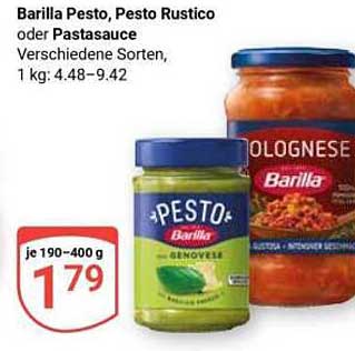 Barilla Pesto, Pesto Rustico oder Pestasauce Verschiedene Sorten, 1 kg: 4,48–9,42