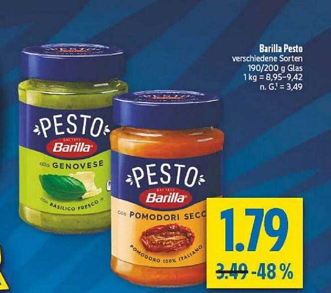 Barilla Pesto verschiedene Sorten 190/200 g Glas
