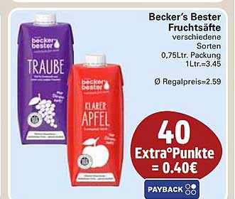 Becker's Bester Fruchtsäfte verschieden Sorten