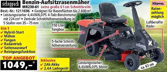 Benzin-Aufsitzrasenmäher MR230-61 extra große 61cm Schnittbreite
